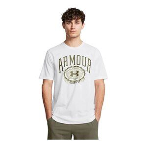 Under Armour Mens Collegiate Logo Print Shirt~Size L~White Green Tee L13 11
